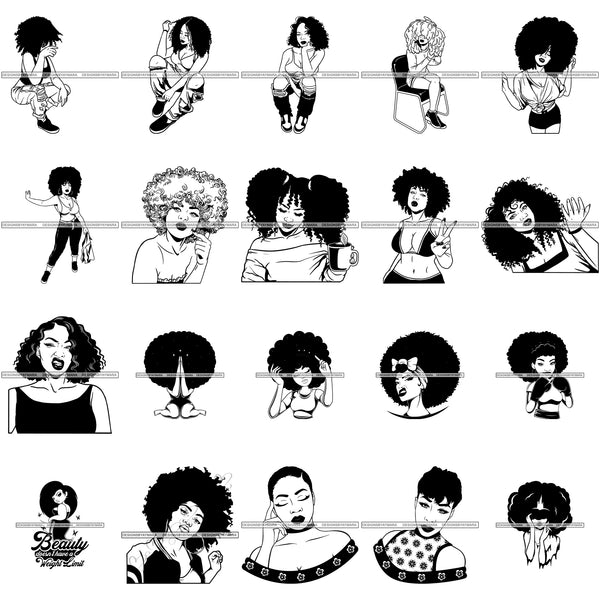 HUGE MEGA BUNDLE 1297 SVG Layered Vector Designs Afro Woman African American Women Melanin Nubian Black Girl Magic SVG PNG JPG Cutting Files For Silhouette Cricut and More