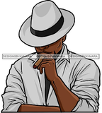 Attractive Black Man Bearded Beard Smoking Cigar Classy hat Fresh Haircut Elegant Fashion Style SVG JPG PNG Vector Clipart Cricut Silhouette Cut Cutting