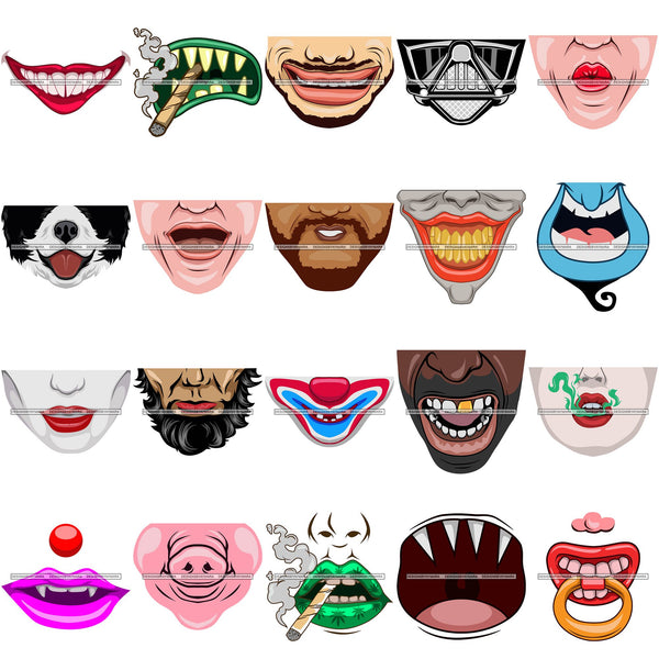 Bundle 20 Funny Half Face Cute Designs For Mask Virus Protection SVG Cutting Files
