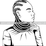 Afro Woman Braids Dreads Dreadlocks Hairstyle SVG Cut Files For Silhouette and Cricut