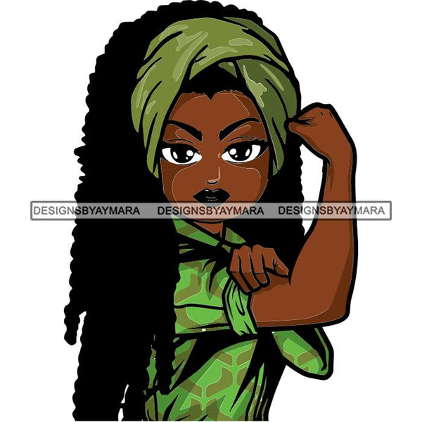 Afro Strong Lola Flexing We Can Do It Woman Power .SVG Cutting Files For Silhouette Cricut and More!