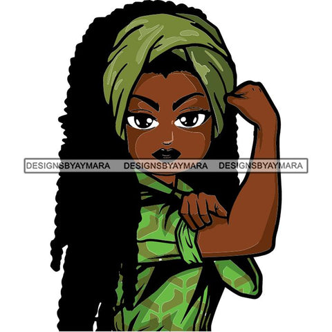 Afro Strong Lola Flexing We Can Do It Woman Power .SVG Cutting Files For Silhouette Cricut and More!