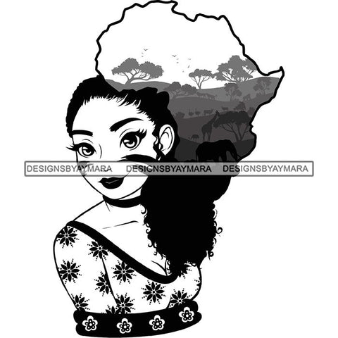 African American Woman Goddess Safari Savanna Africa Continent SVG Files For Cutting and More!