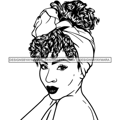 Afro Lady Black Goddess Melanin Turban Head-wrap Dark Latina Morena SVG Files For Cutting and More!