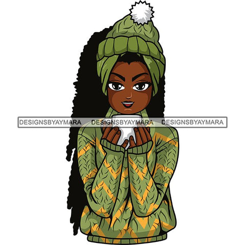 Afro Lola Christmas Winter Hot Coffee Cocoa Mood .SVG Cutting Files For Silhouette and Cricut and More!