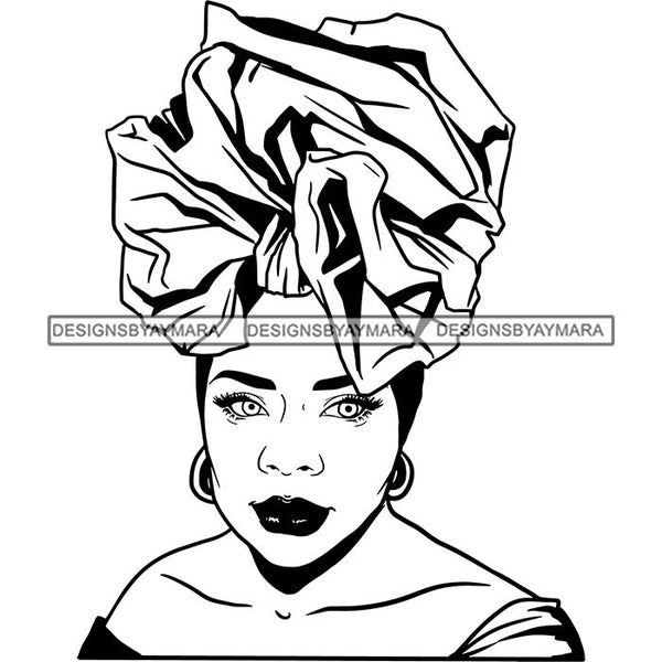Afro Nubian Melanin Popping Kinky Hair Turban Beautiful African American Woman SVG Cutting Files