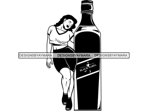 Whiskey Goddess Black Woman Sexy Melanin Nubian Liqueur Beverage Alcohol SVG Cut Files For Silhouette and Cricut