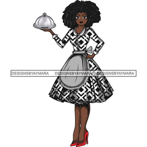 Afro Chef Lola Cooker Cooking Culinary Profession .SVG Clipart Vector Cutting Files For Circuit Silhouette Cricut and More!