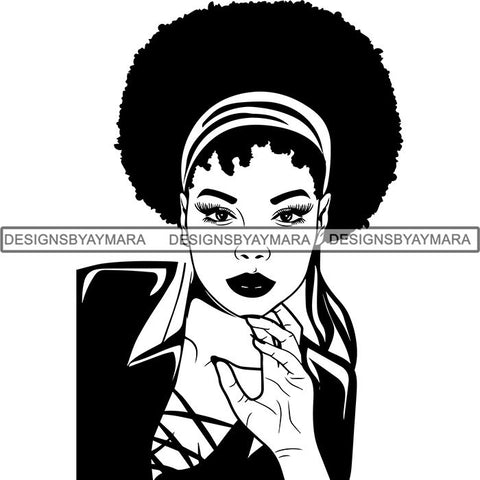 Beautiful Afro Woman Unique Designs In Black and White SVG Cutting Files For Silhouette Cricut and More
