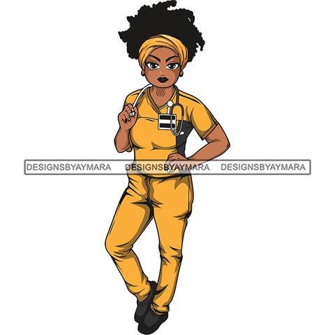 Afro Lola Nurse Medical Occupation SVG Cutting Files For Cricut Silhouette and More