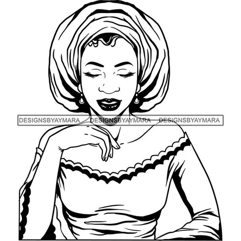 Afro Nubian Melanin Popping Kinky Hair Turban Beautiful African American Woman SVG Cutting Files