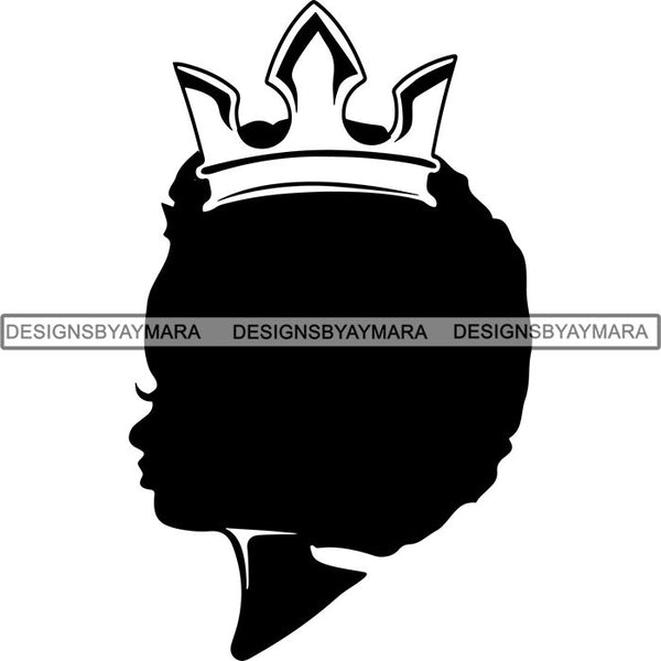 Black Afro Queen Silhouette Style SVG Cut Files