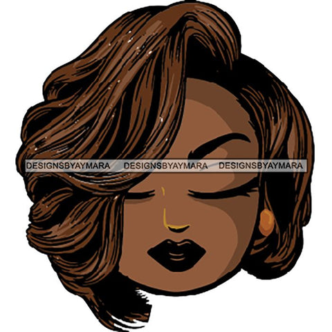 Afro Lola Cute Closed Up Face Eyes Close Meditation .SVG Clipart Vector Cutting Files