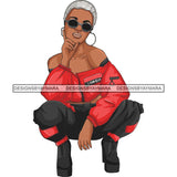 Afro Woman Fashion Girl Squatting Position SVG Cutting Files For Silhouette Cricut and More!