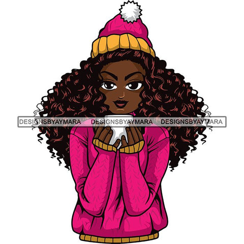 Afro Lola Christmas Winter Hot Coffee Cocoa Mood .SVG Cutting Files For Silhouette and Cricut and More!