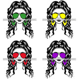 Bundle 4 Afro Lola Boss Lady Dope Diva Glamour Wearing Glasses Accesories .SVG Cut Files