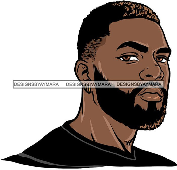 Attractive Black Man Bearded Hipster Model Fashion Male Guy Hombre Masculino Guapo Stylish Close-up Sexy Macho Manly SVG Files For Cutting