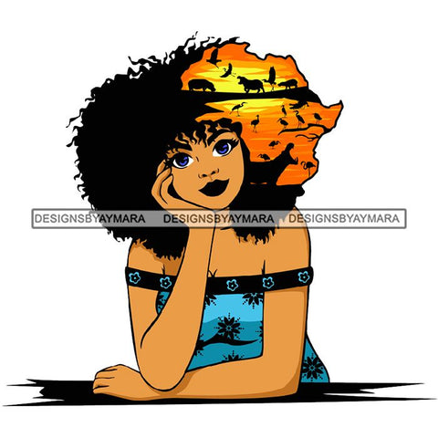 African American Woman Goddess Safari Savanna Africa Continent SVG Files For Cutting and More!