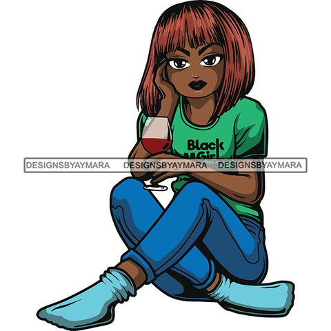 Afro Lola Drinking Wine Relaxing .SVG Cutting Files For Silhouette and Cricut and More!