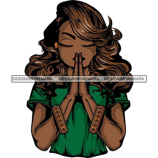 Afro Lola Praying God Lord Prayers In God We Trust .SVG Clipart Cutting Files For Silhouette and Cricut and More!