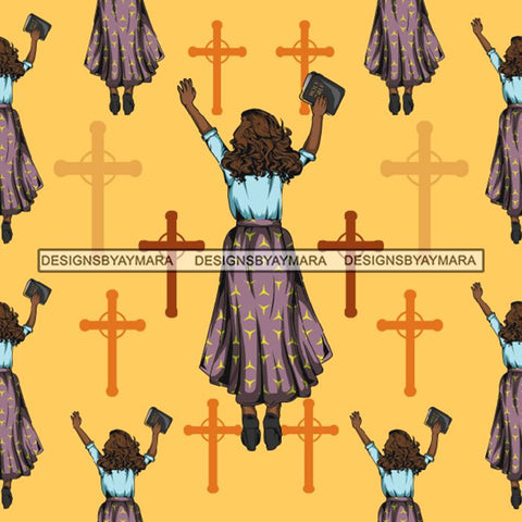 Seamless Pattern Church Lady Abstract Decorative Background Vector Designs SVG Files For Cutting and More!