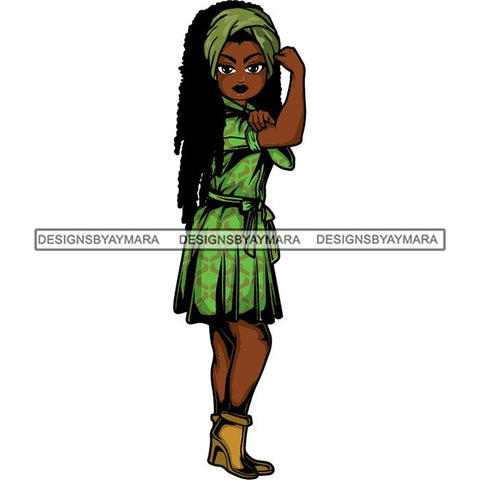 Afro Strong Lola Flexing We Can Do It Woman Power .SVG Cutting Files For Silhouette Cricut and More!