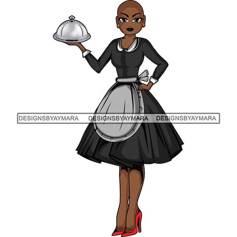 Afro Chef Lola Cooker Cooking Culinary Profession .SVG Clipart Vector Cutting Files For Circuit Silhouette Cricut and More!