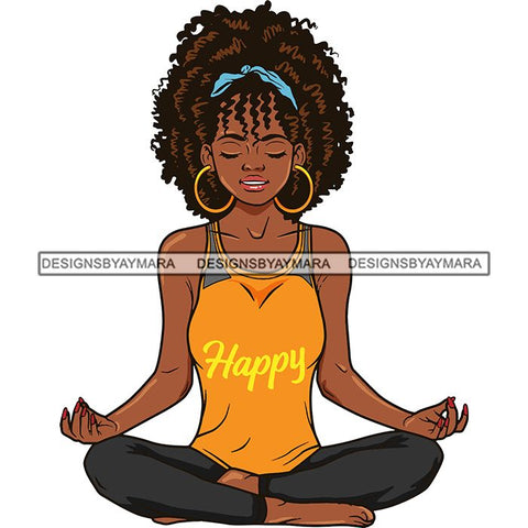 Afro Lola Meditation Meditate Yoga Relax Inhale Exhale Stress Free .SVG Cutting Files For Silhouette and Cricut and More!