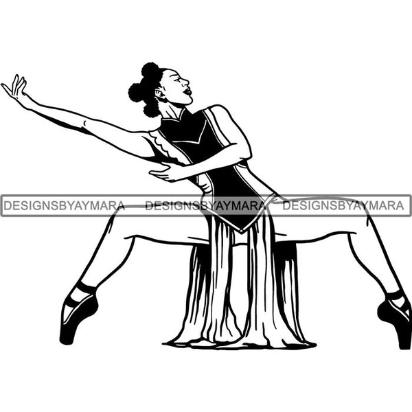 Afro Black Ballerina Woman Ballet Dancer .SVG Cut Files For Silhouette and Cricut