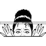 Afro Woman Peeking Peek-a-Boo I see You Melanin Pretty Half Face PNG File For Print Not For Cutting