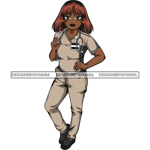 Afro Lola Nurse Medical Occupation SVG Cutting Files For Cricut Silhouette and More