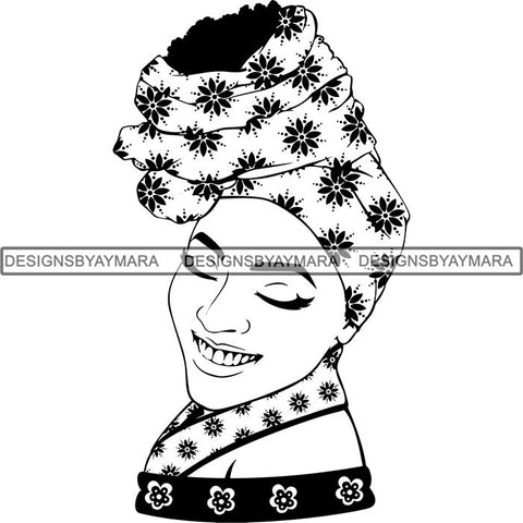 Beautiful Woman Turban Head Wrap Hairstyle SVG Files For Cutting and More!