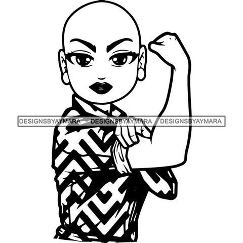 Afro Strong Lola Flexing We Can Do It Woman Power .SVG Cutting Files For Silhouette Cricut and More!