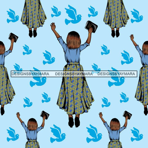 Seamless Pattern Church Lady Abstract Decorative Background Vector Designs SVG Files For Cutting and More!