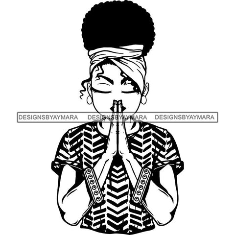 Afro Lola Praying God Lord Prayers In God We Trust .SVG Clipart Cutting Files For Silhouette and Cricut and More!