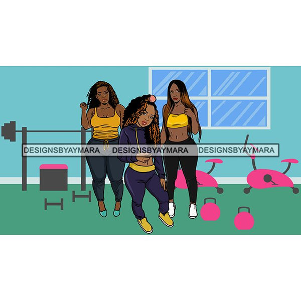 Friends Hanging Out Together Working Out Exercise Gym Fun Buddy Sisters Girlfriends Women SVG Cutting Files