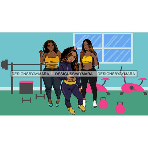 Friends Hanging Out Together Working Out Exercise Gym Fun Buddy Sisters Girlfriends Women SVG Cutting Files