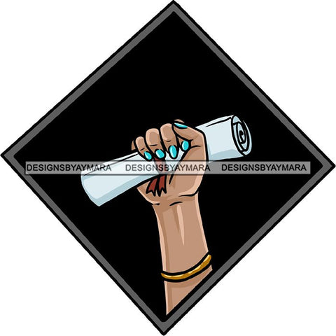 Graduation Achievement Hard Work Diploma Success Robe Cap Certificate College SVG Cutting Files