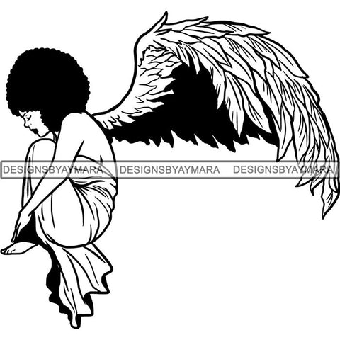 Afro Angel Black Woman SVG Cutting Files For Silhouette Cricut and More