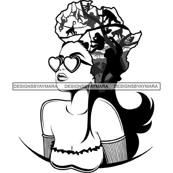 African American Woman Goddess Safari Savanna Africa Continent SVG Files For Cutting and More!