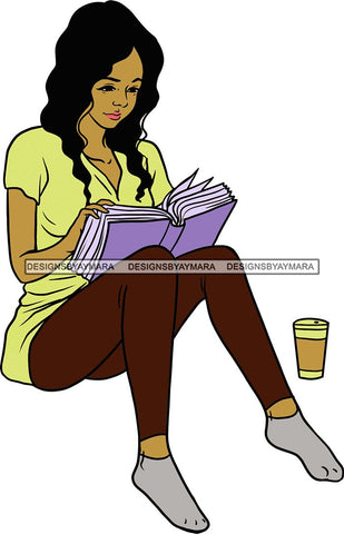 Woman Reading A Book Education Smart Classy Lady Drinking Coffee Wine .SVG Cutting Files For Silhouette Cricut and More!