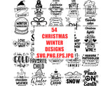 CHRISTMAS MEGA BUNDLE 54 Designs Christmas svg Winter svg Holidays svg Cut Files Cricut Silhouette