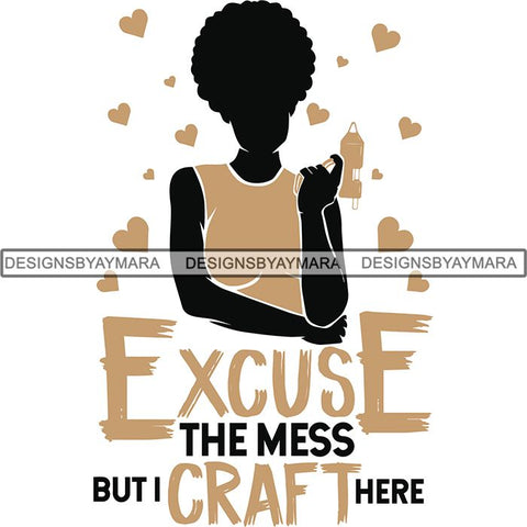 Afro Craft Lady SVG Cutting Files For Silhouette Cricut and More