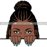 Afro Woman Peeking Peek-a-Boo I see You Melanin Pretty Half Face PNG File For Print Not For Cutting