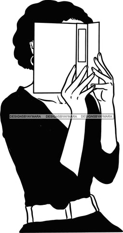 Woman Reading A Book Education Smart Classy Lady Drinking Coffee Wine .SVG Cutting Files For Silhouette Cricut and More!
