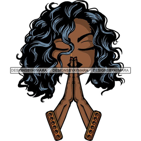 Afro Lola Praying Begging Asking God Lord Faith Strength .SVG Vector Clipart Cutting Files For Silhouette Cricut and More!