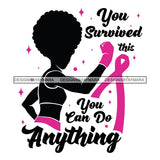 Strong Afro Woman SVG Cancer Survivor Cutting Files For Silhouette Cricut and More