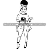 Afro Lola Boss Confident Classy Woman Black and White Designs SVG Cutting Files For Silhouette Cricut and More