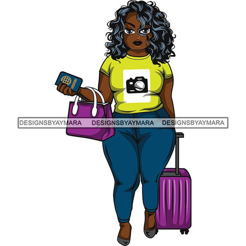 Afro Thick Curvy Lola Trip Vacation Mode Getaway .SVG Cutting Files For Silhouette and Cricut and More!
