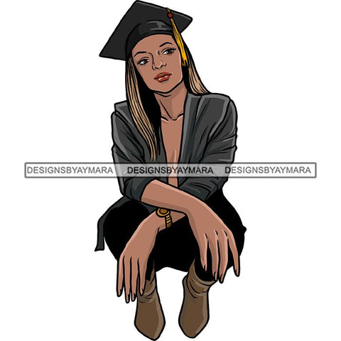 Graduation Achievement Hard Work Diploma Success Robe Cap Certificate College SVG Cutting Files